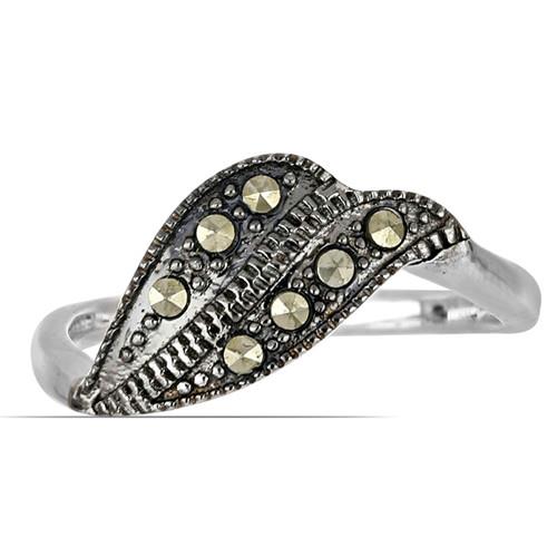 BUY STERLING SILVER  NATURAL AUSTRIAN MARCASITE GEMSTONE LEAF  RING